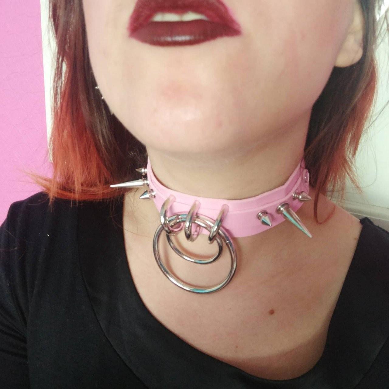 Pink choker Pink double o ring triple Depop