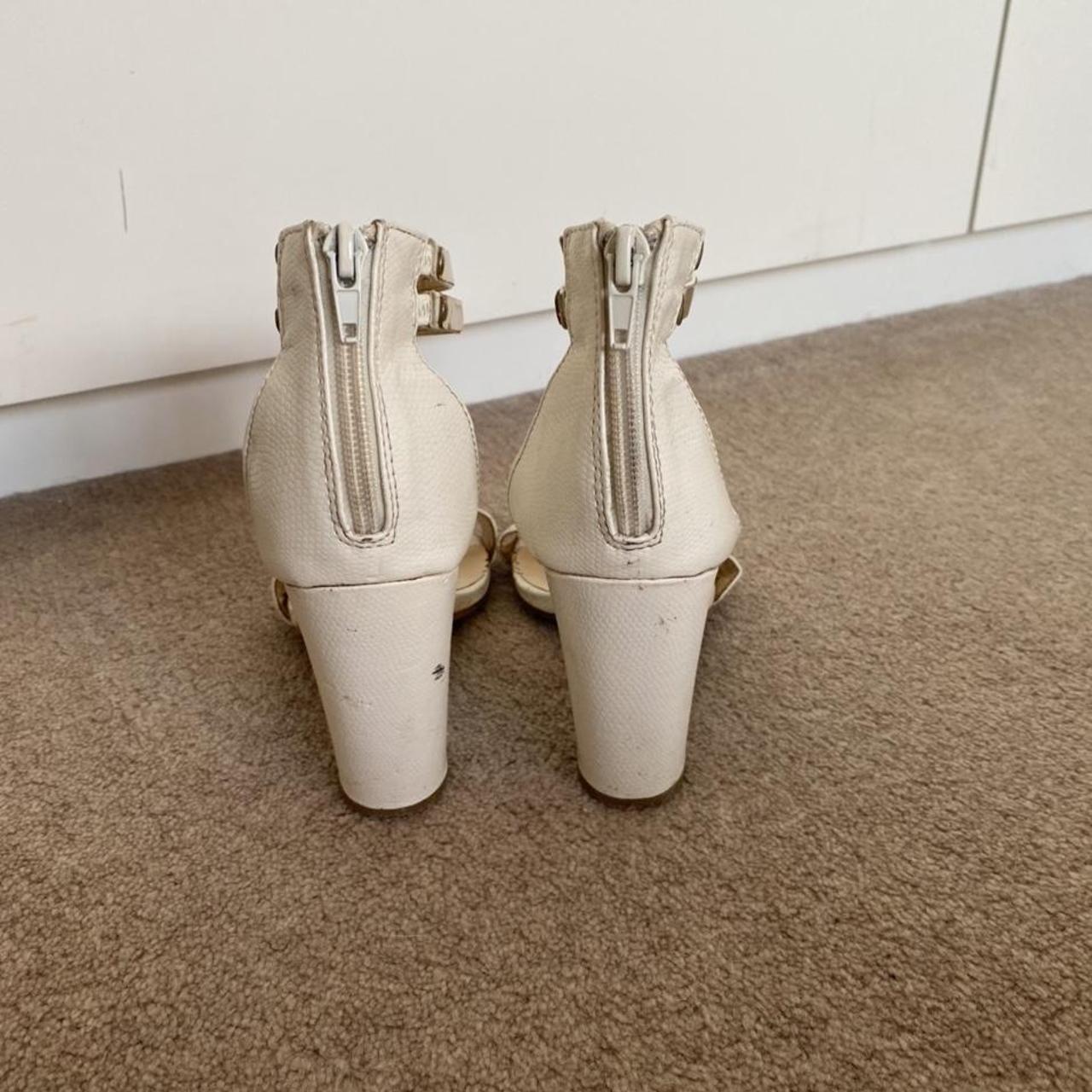 small white block heels