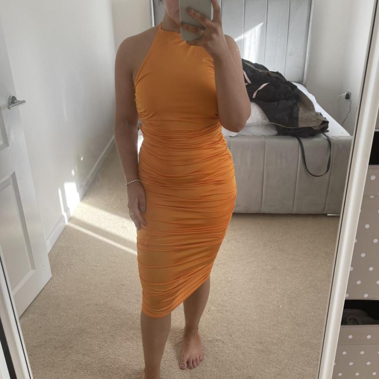 Missguided orange hot sale bandage dress