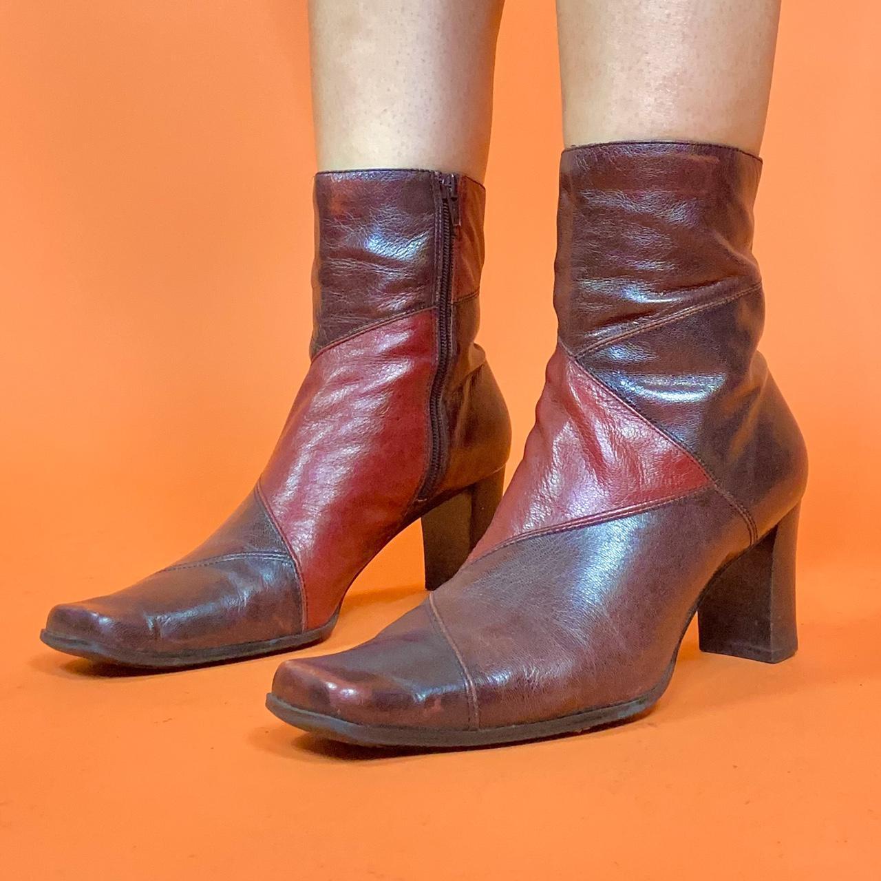 Product Image 2 - Burgundy Patchwork Squared Toe Leather
