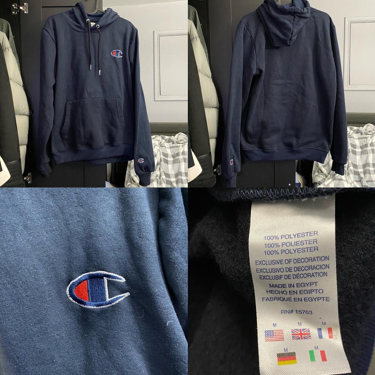 Champion Women's Navy and Blue Hoodie | Depop