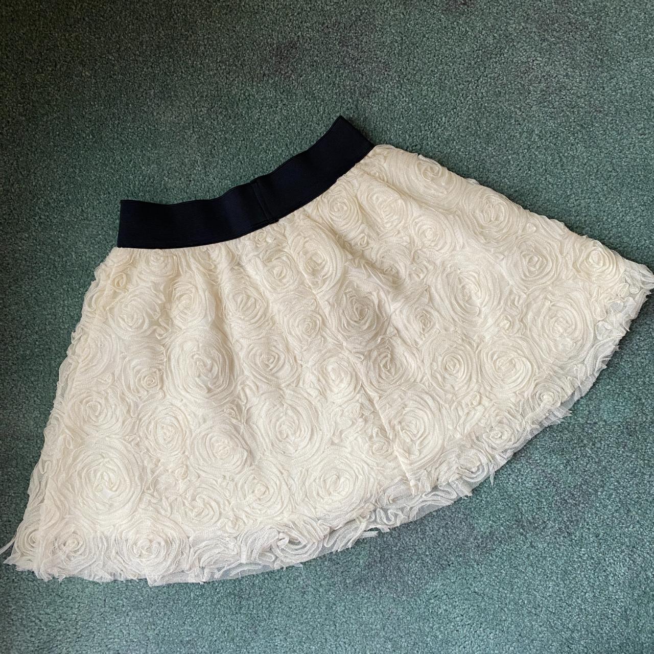 Cream Micro Mini Denim Skater Skirt | Skirts | PrettyLittleThing
