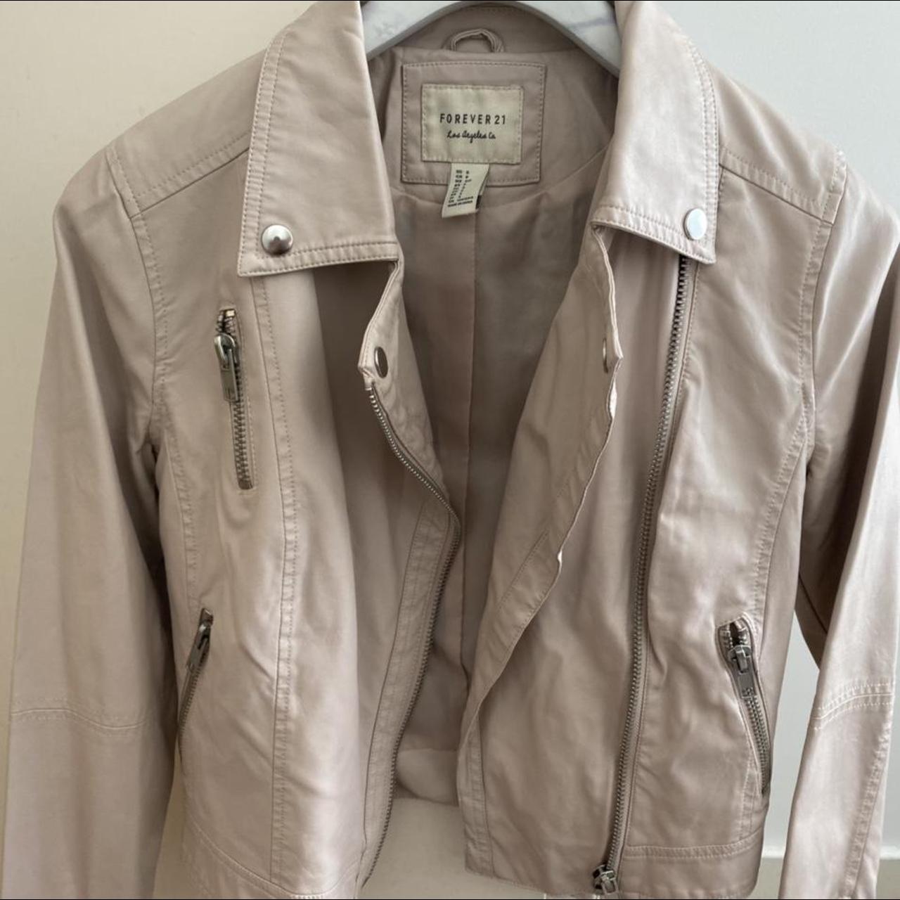 Forever 21 light pink faux leather jacket. UK size... - Depop