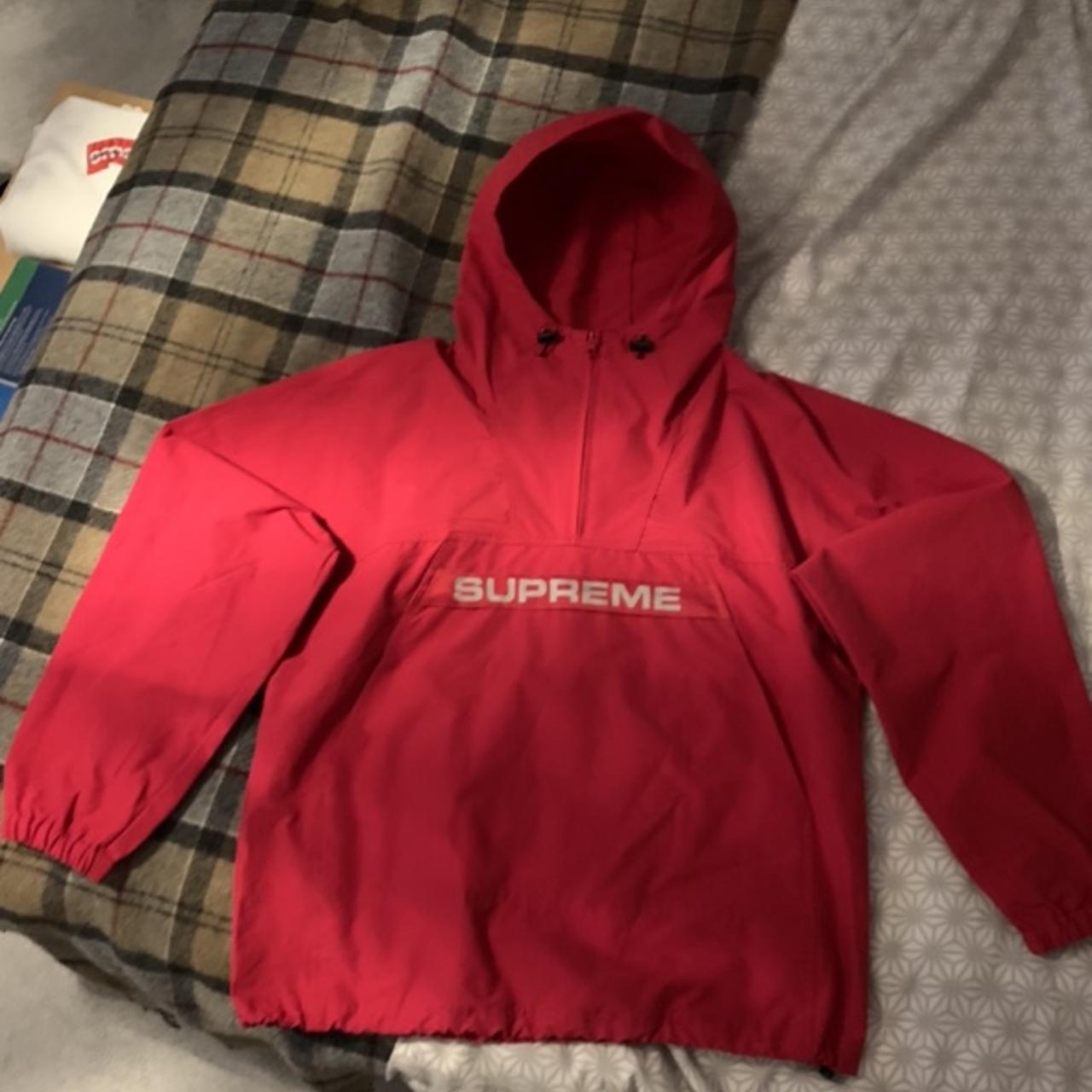 Authentic supreme reflective half zip jacket in... - Depop