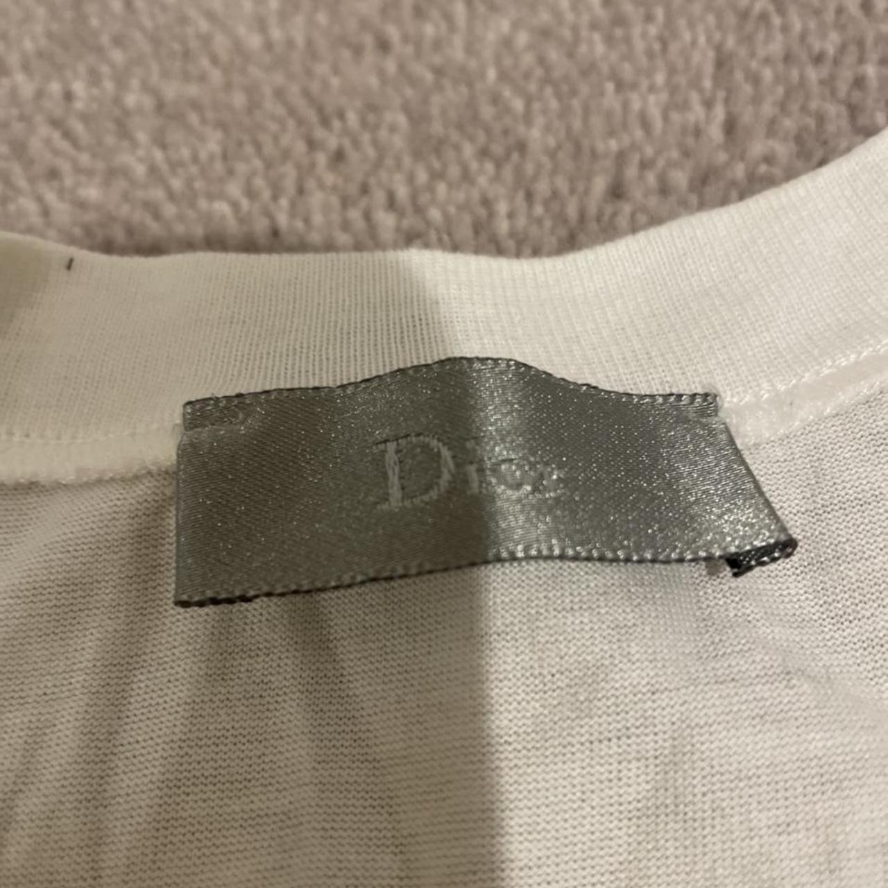 Plain white Dior t-shirt with grey collar detail - Depop