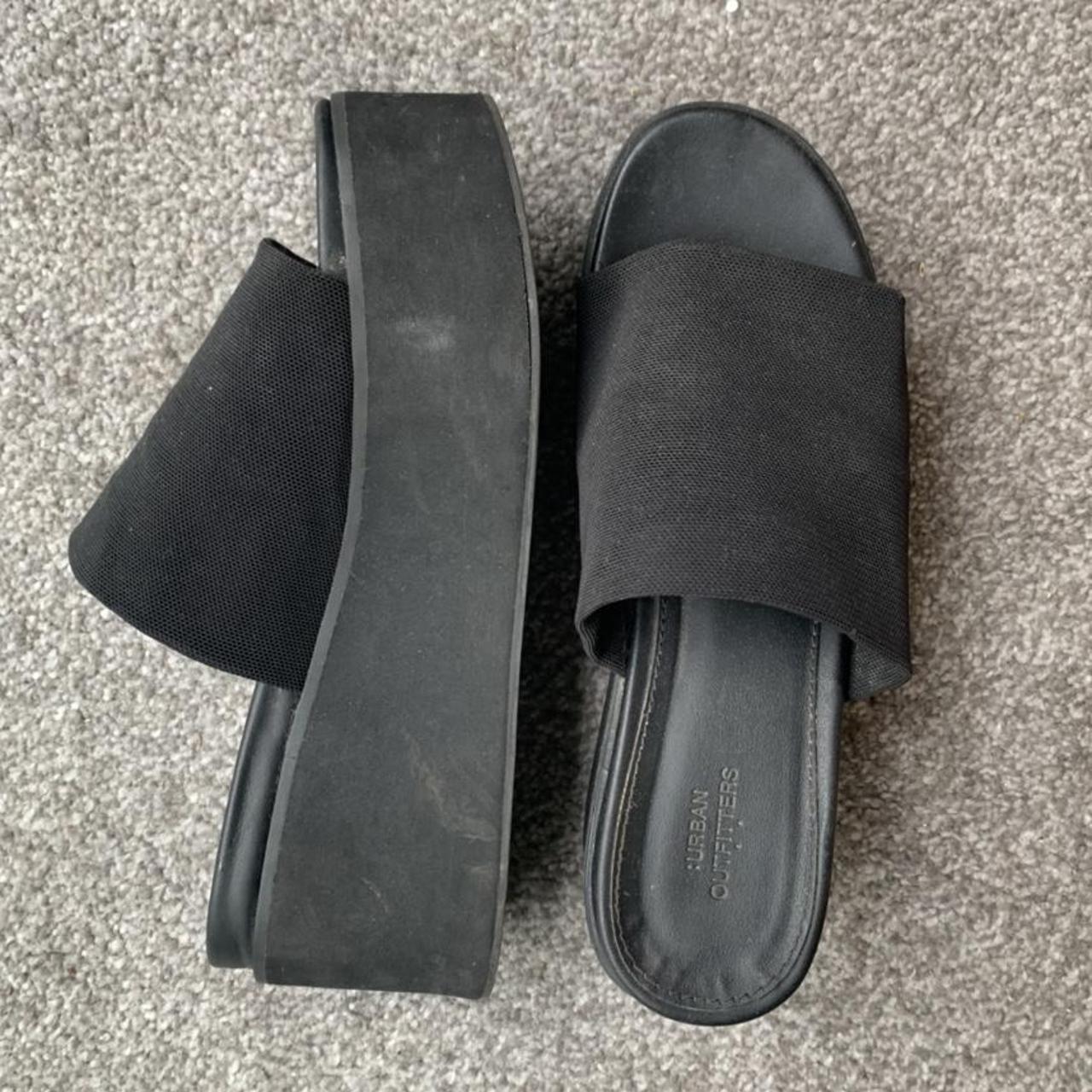 Urban outfitters black flat form mules. Stunning 90s... - Depop