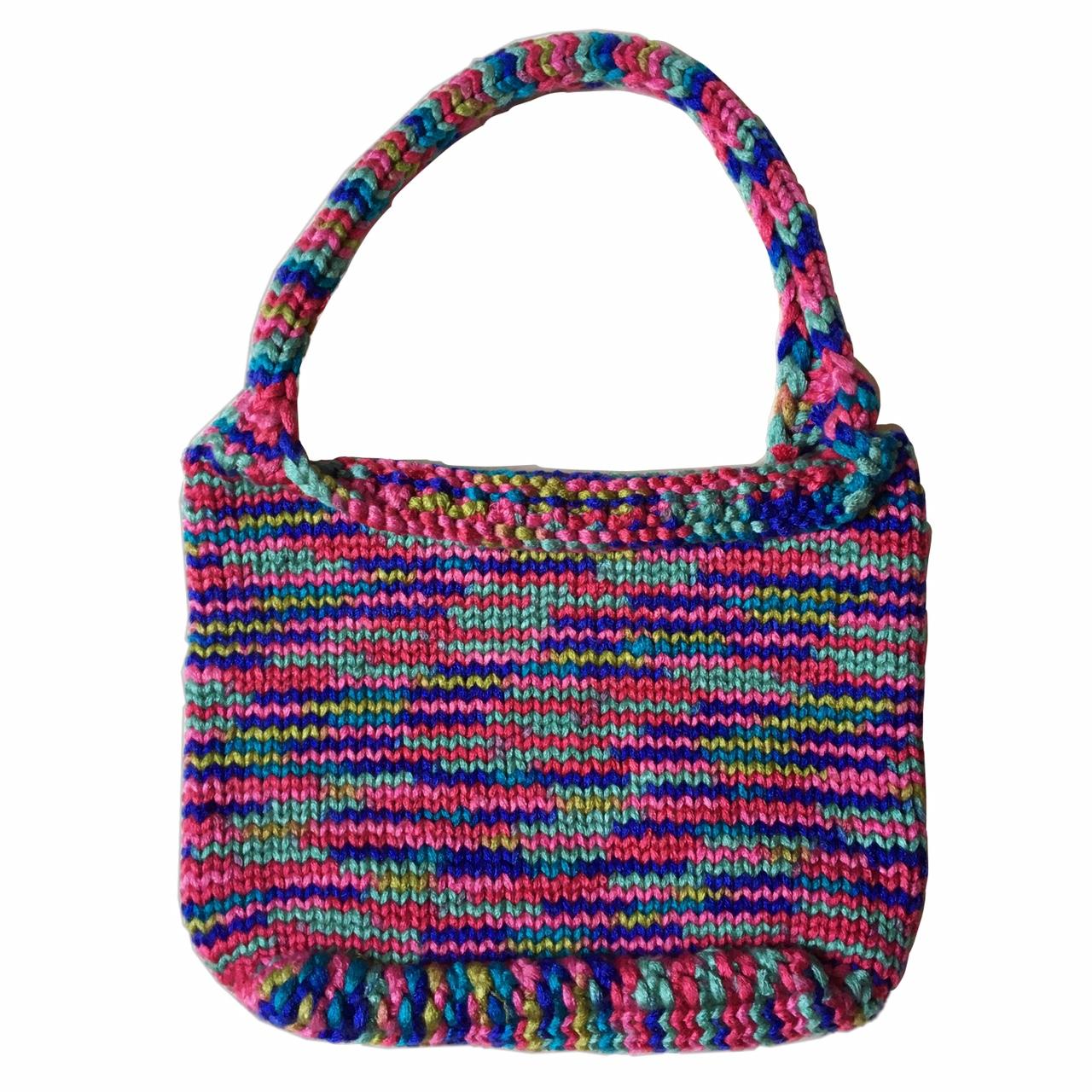 Super funky Handmade knitted shoulder bag... Depop