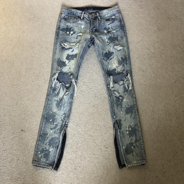 MNML LA DISTRESSED ZIPPER JEANS -Gently used -great - Depop