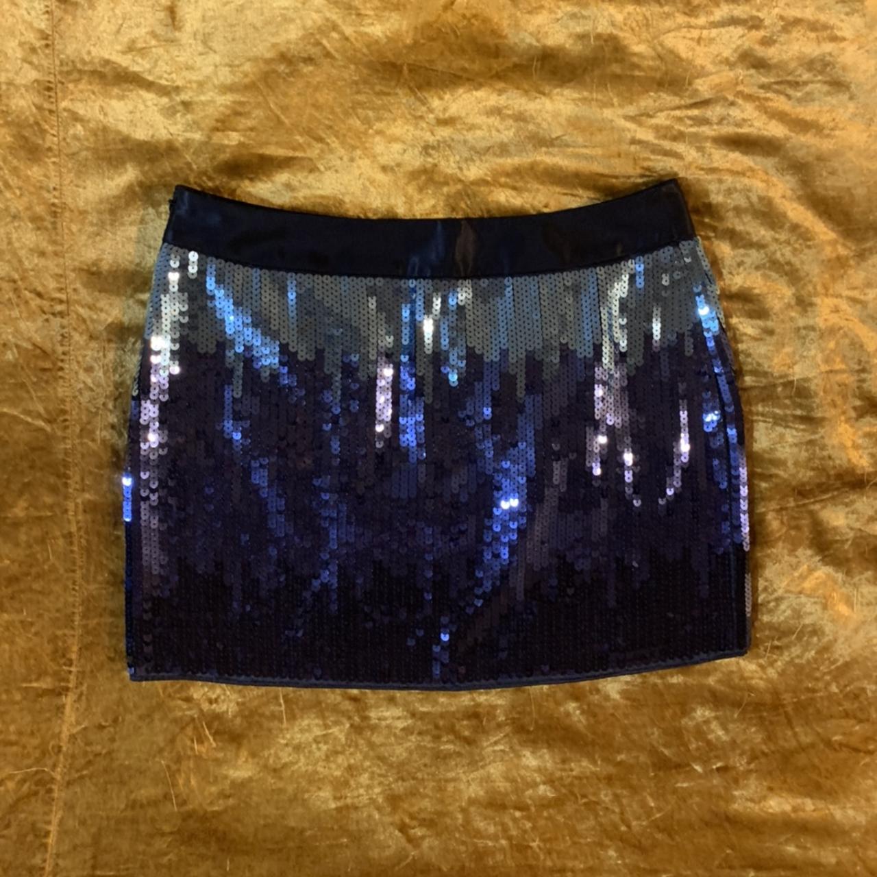 Blue Ombré Sequin Skirt • Zips on the side • Lined •... - Depop