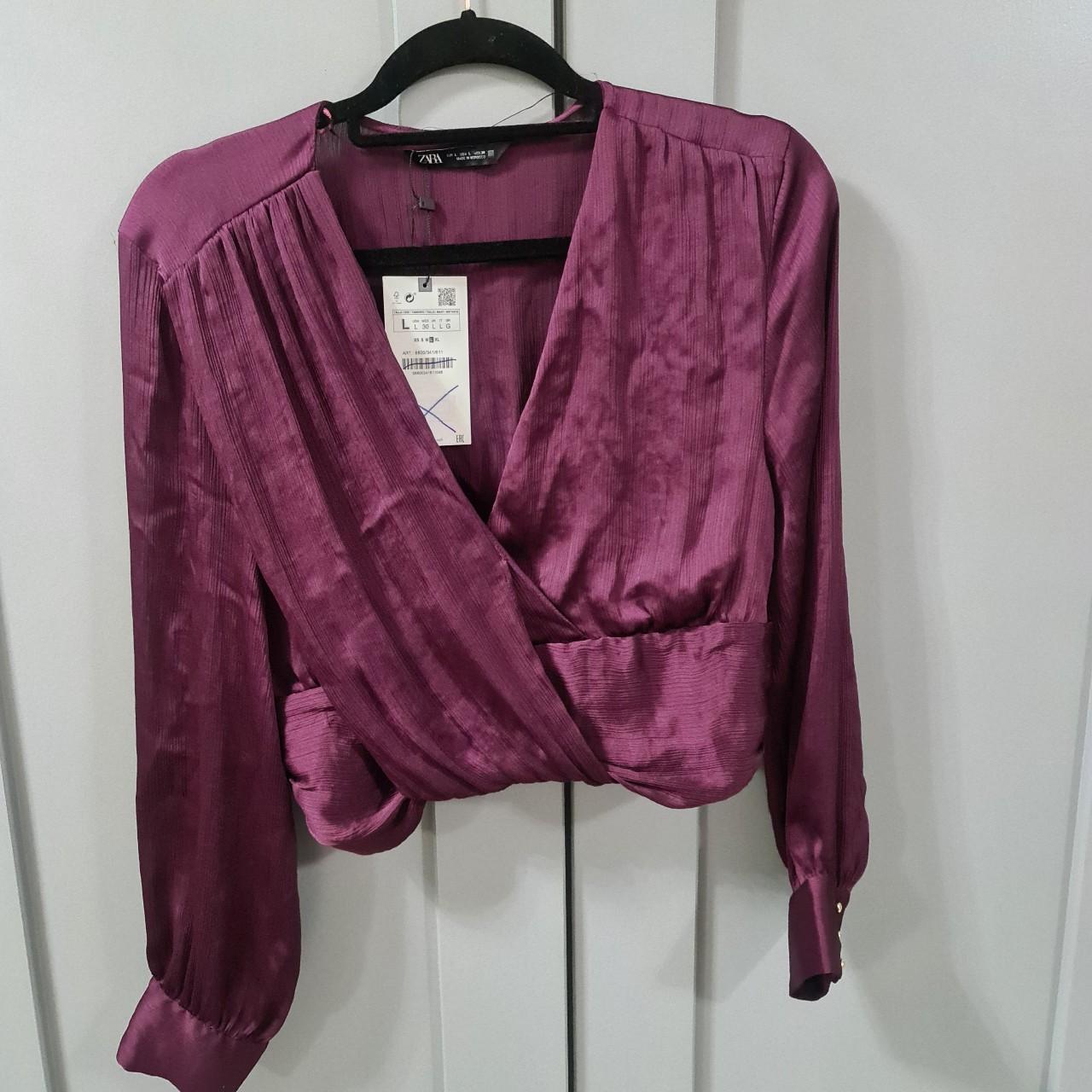 Zara purple knotted surplice top size large brand... Depop