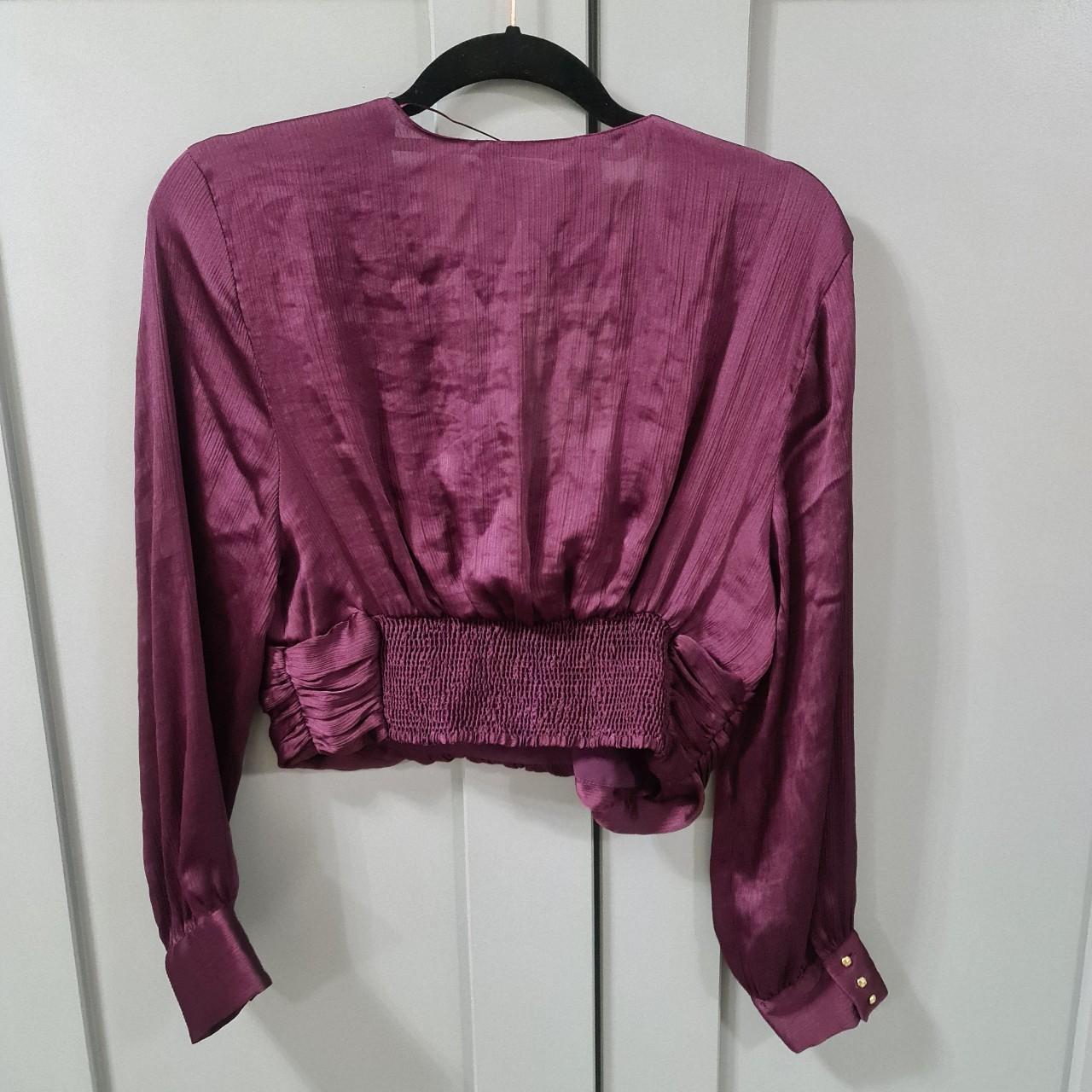 Zara purple knotted surplice top size large brand... Depop