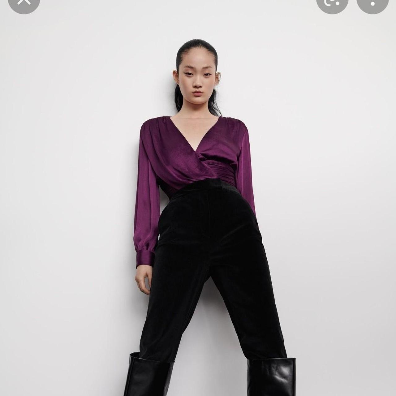 Zara purple knotted surplice top size large brand... Depop