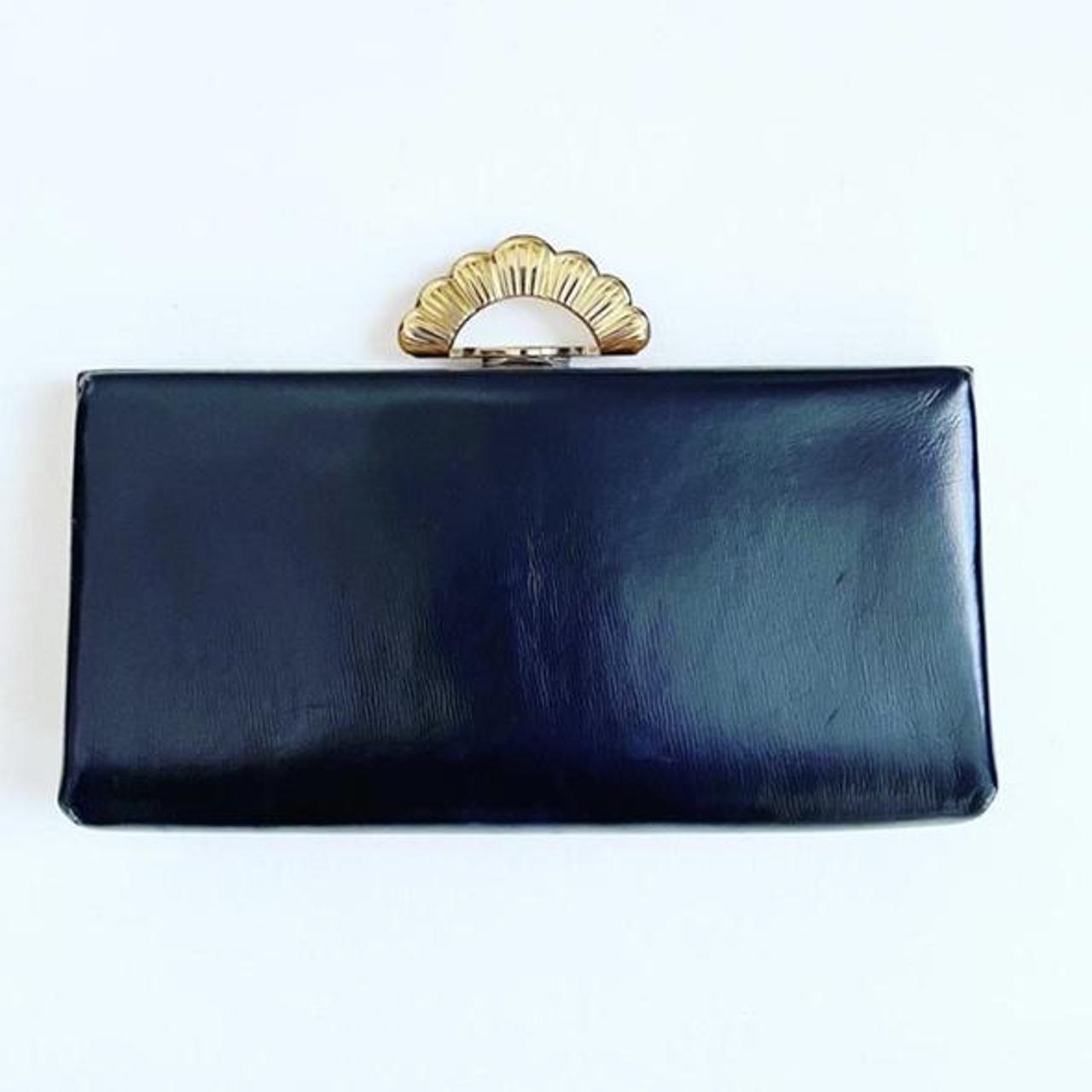 Coin Purse Vintage Evans Elegance Purse Vintage 50s EVANS ELEGANCE Black  Leather Boxy Handbag The