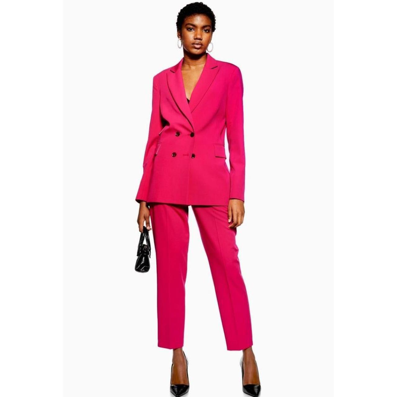 TOPSHOP FUSHIA PINK BLAZER AND TAPERED TROUSERS SUIT - Depop