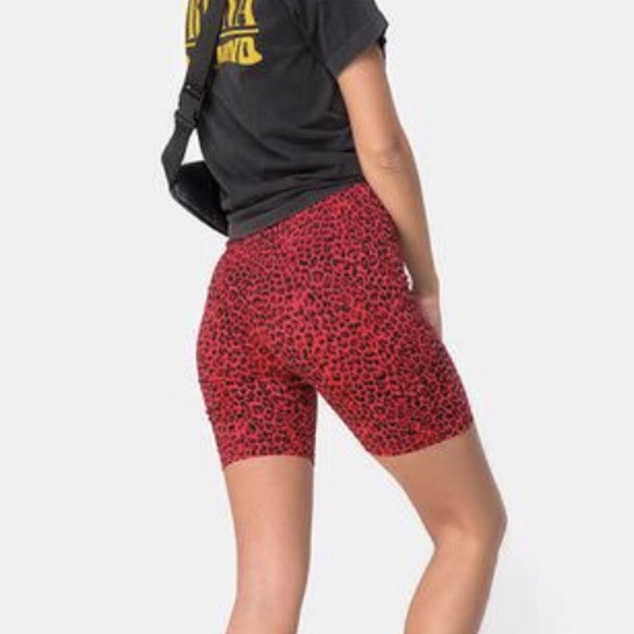 Red leopard print deals cycling shorts