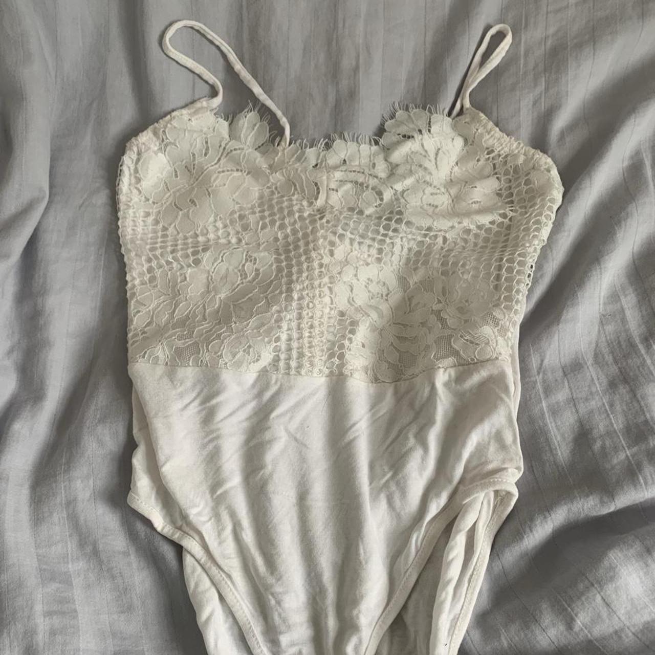 White lace bodysuit white lace bodysuit Depop