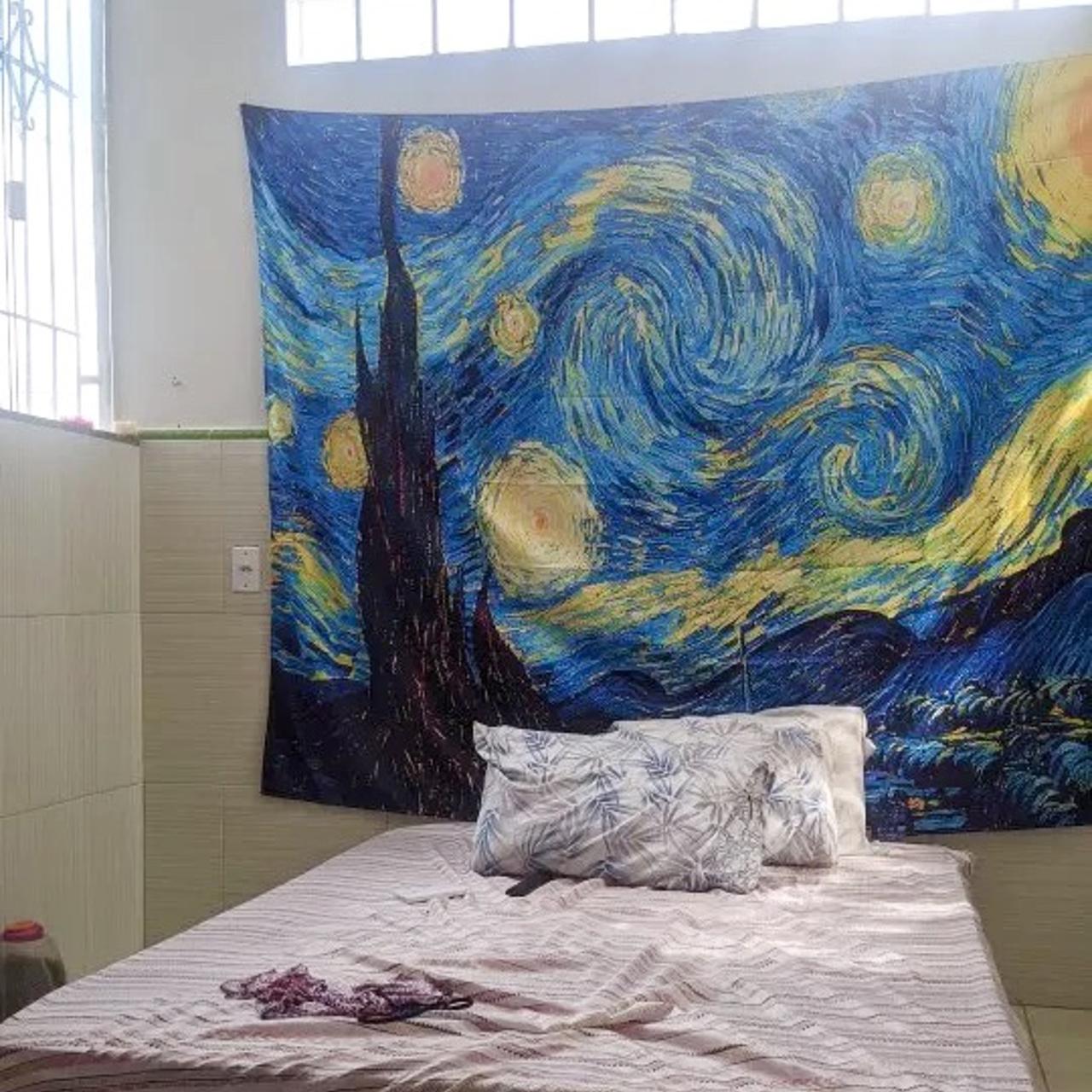 Van Gogh Painting Tapestry Wall Hanging Psychedelic... - Depop