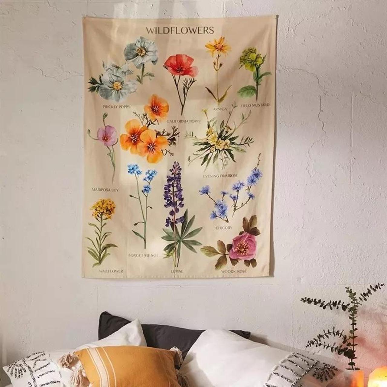 The Botanical Wildflower Tapestry Wall Hanging... Depop