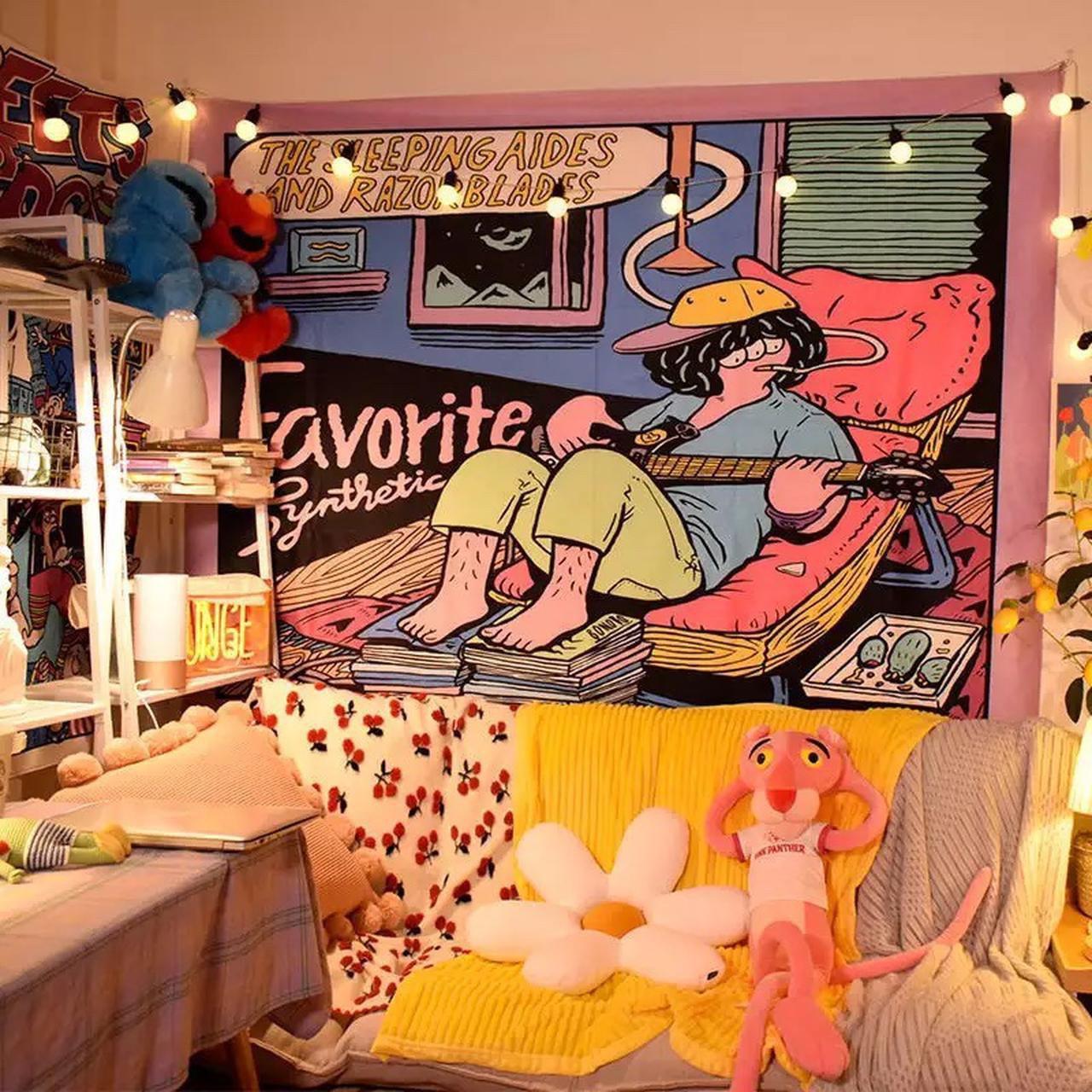 Cartoon wall hanging tapestry bedspread dome decor... Depop