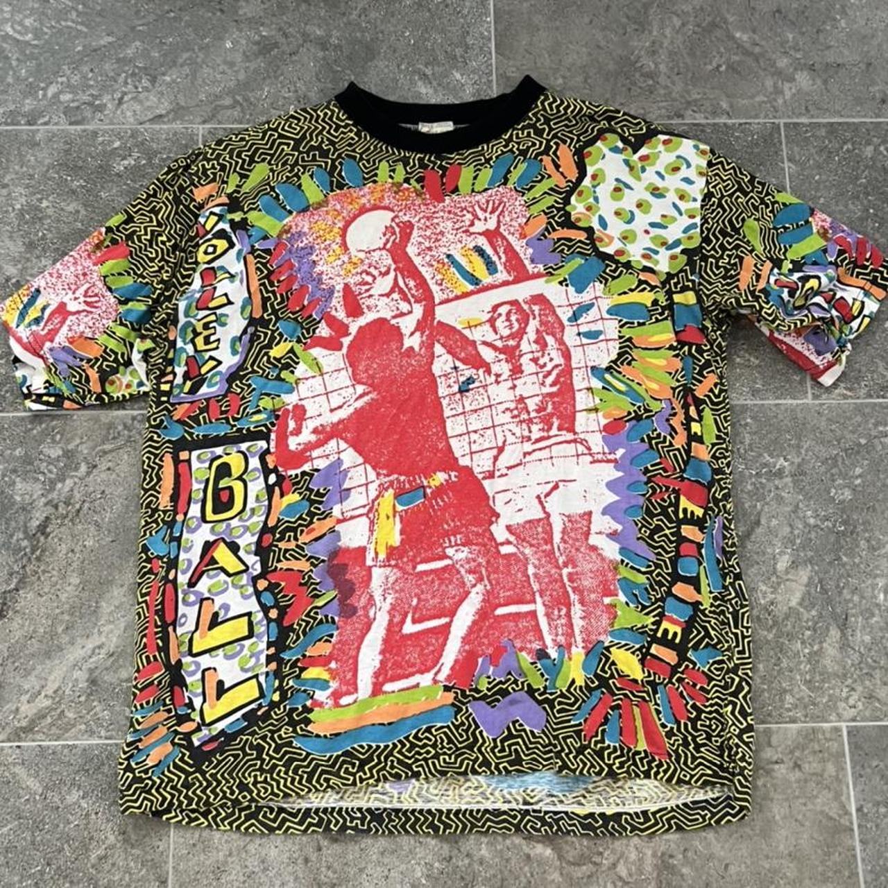 Vintage Colorful Mixed Fun Volleyball Print T... Depop