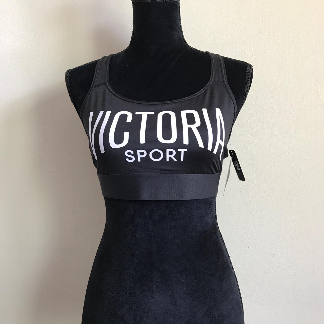 Victoria Secret VSX Women’s Grey Black Racer Back Zip Front Sports Bra Size  32D
