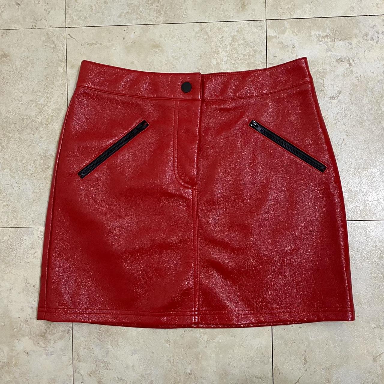 forever 21 red leather skirt