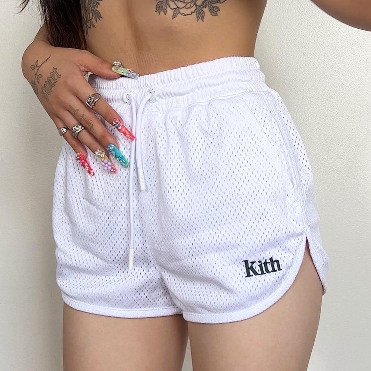 kith white high waisted gym shorts women's XS Depop