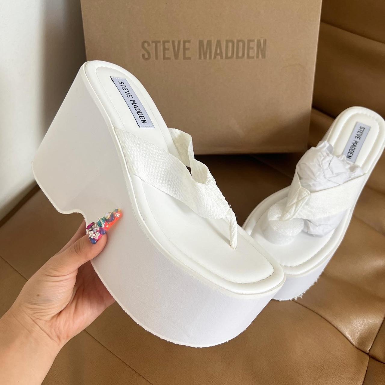 steve madden gwen white platform sandals women's 7... Depop