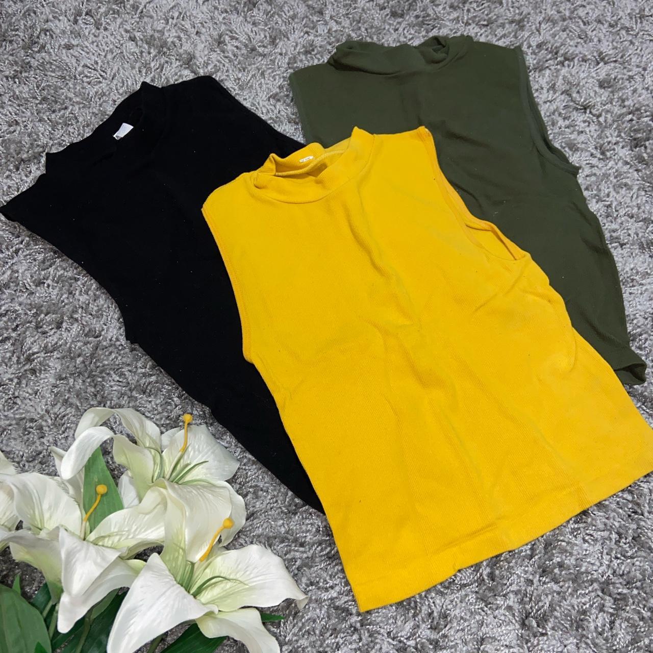 Women's Yellow and Green Croptop Depop