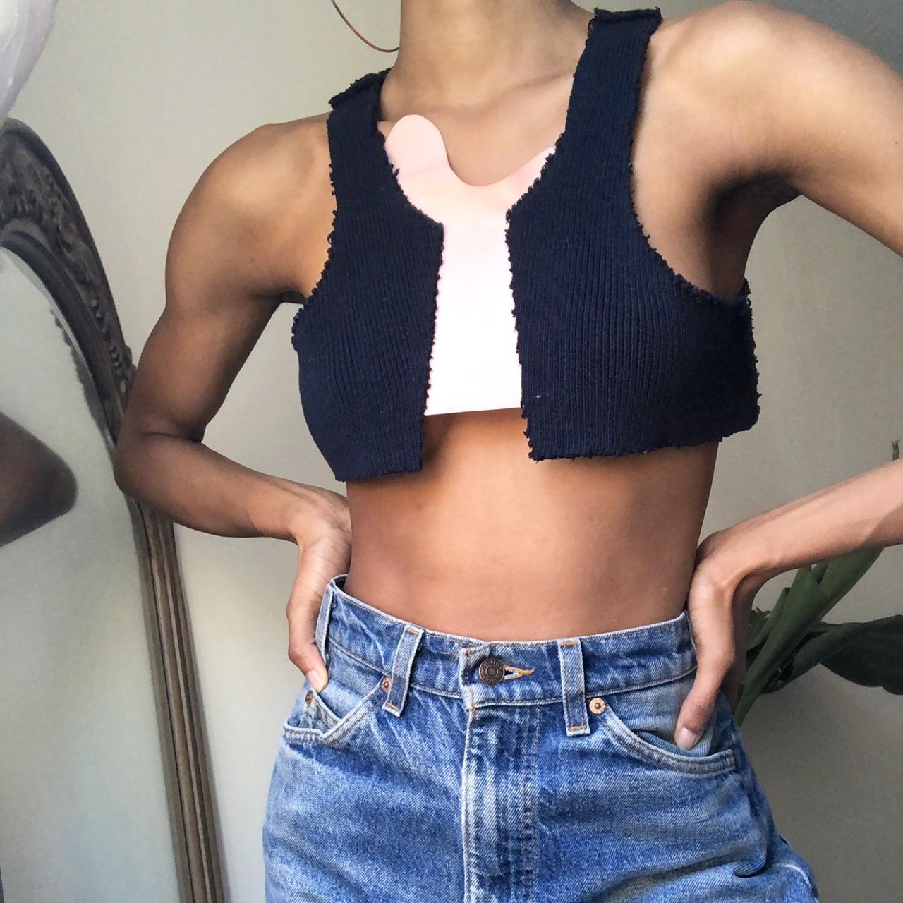 Ribbed knit and latex crop top by Helen Lawrence. So - Depop