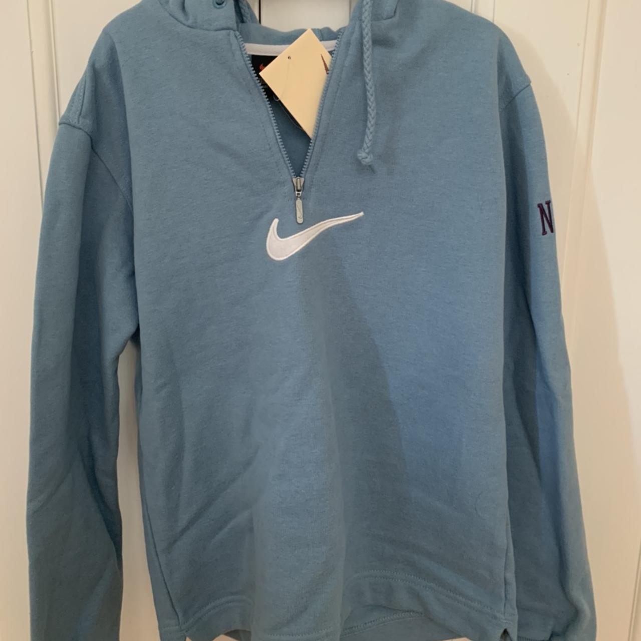 Nike Women's Blue and White Hoodie | Depop