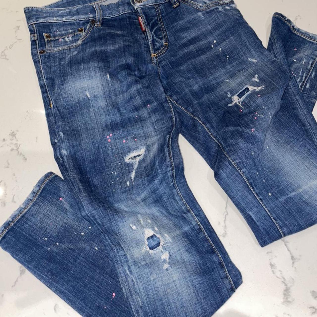 Rare Dsquared Pink Paint Splattered Jeans Depop