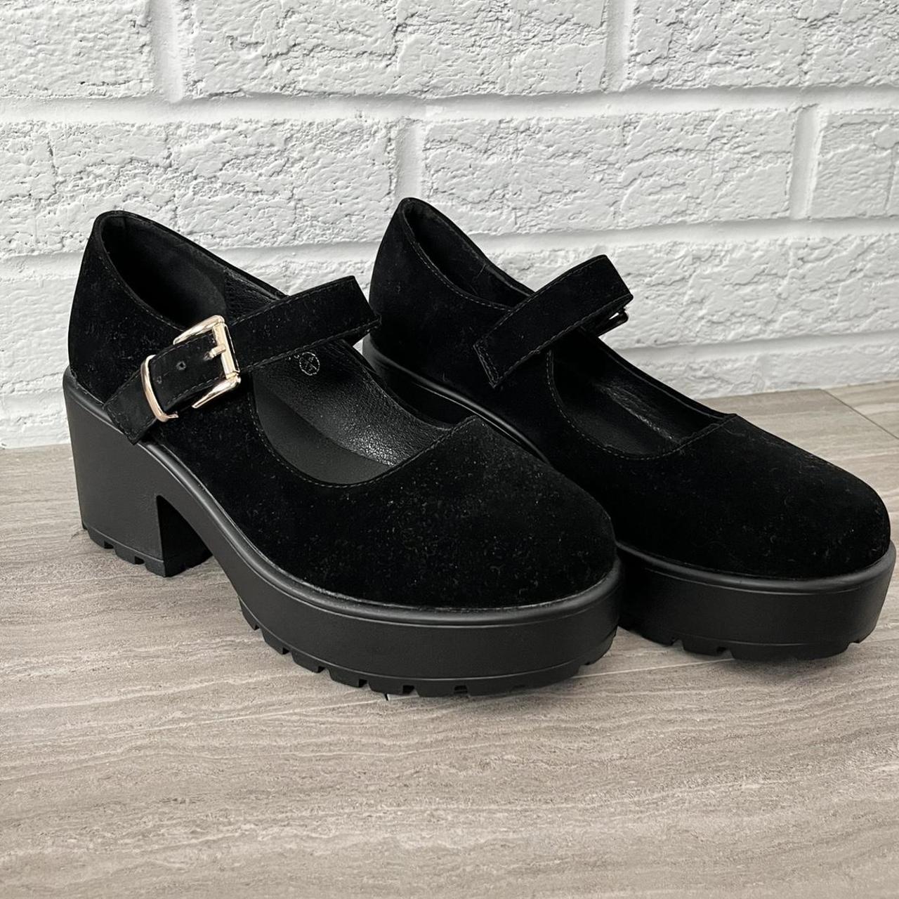 faux suede chunky mary jane shoes