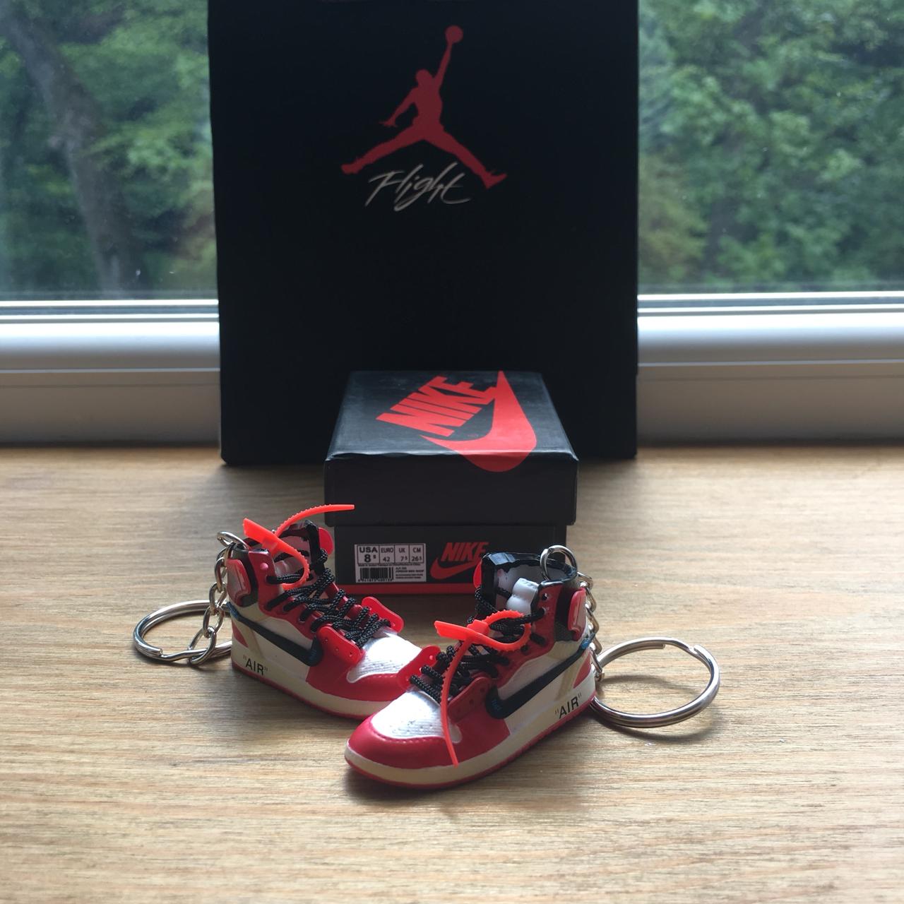 Off white Nike air Jordan one Chicago keychain with. Depop