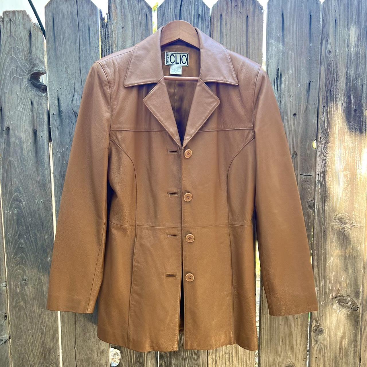 Absolutely caramel brown leather blazer by... Depop