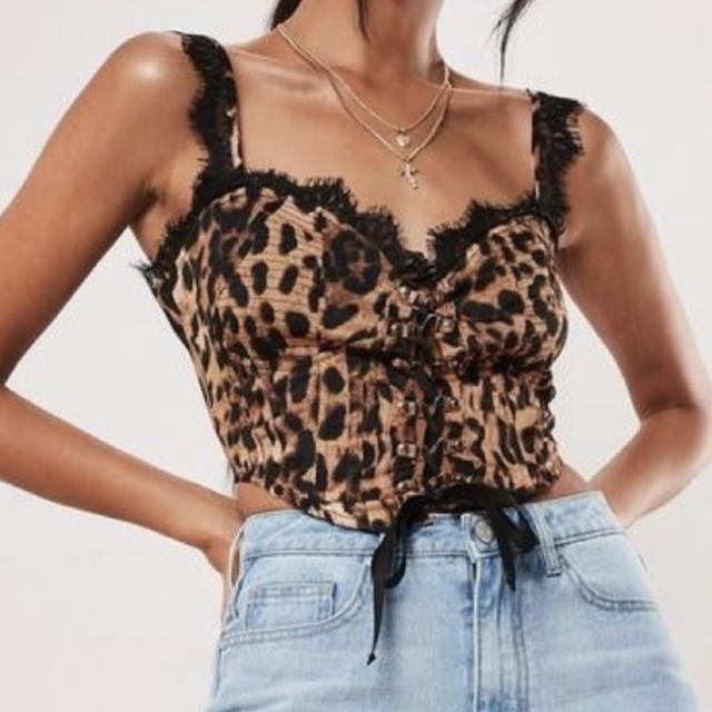 Missguided strapless cupped bodice in floral and leopard mix print