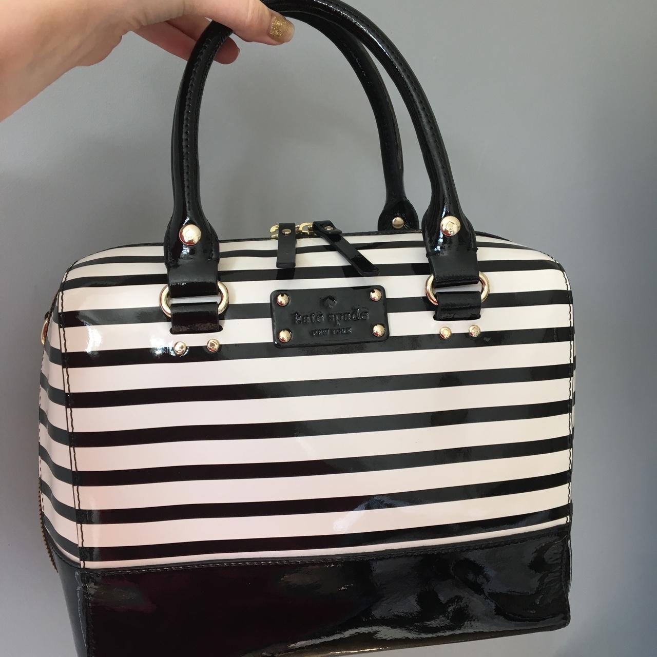 Kate Spade Black, White, Pink Leather Top Handle Top Zip Striped Doctor Bag  Bag — Labels Resale Boutique