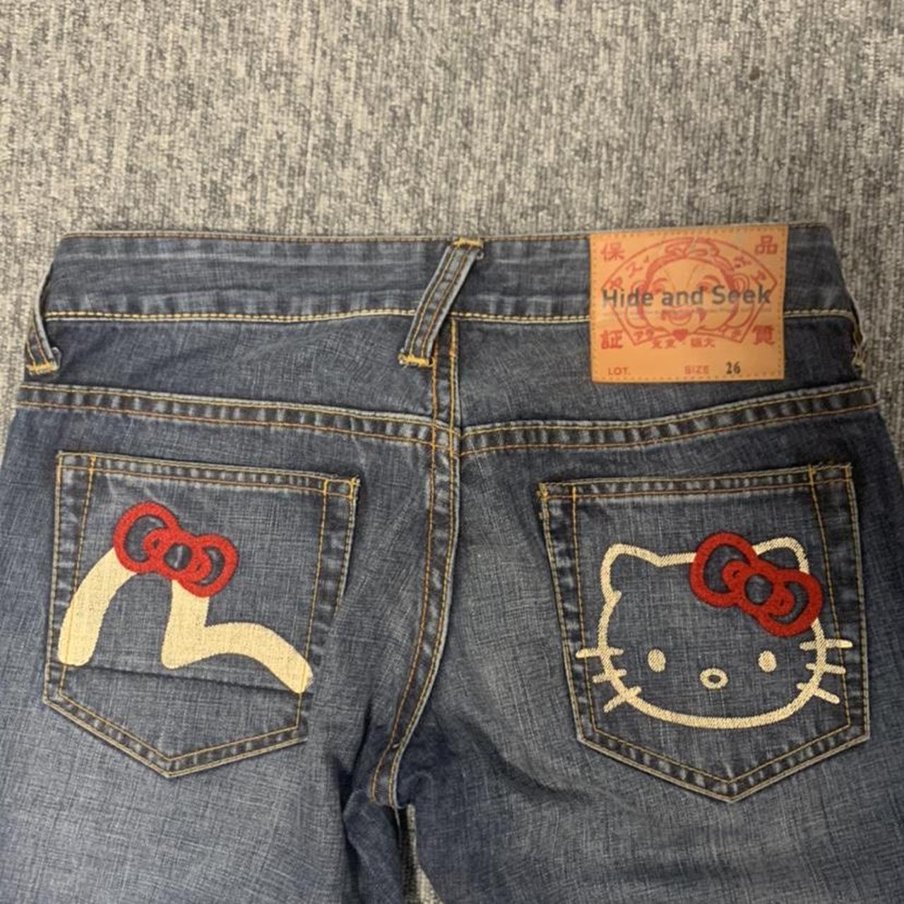 Authentic Evisu hello kitty Japanese flared jeans... - Depop
