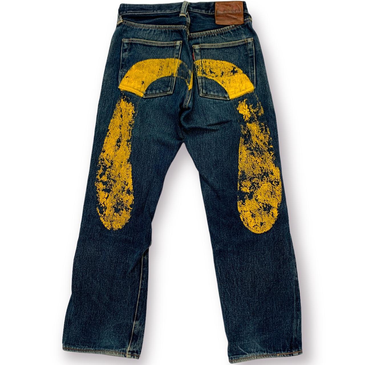 Baggy Evisu Jeans Size 30 Evisu yellow daicock... - Depop