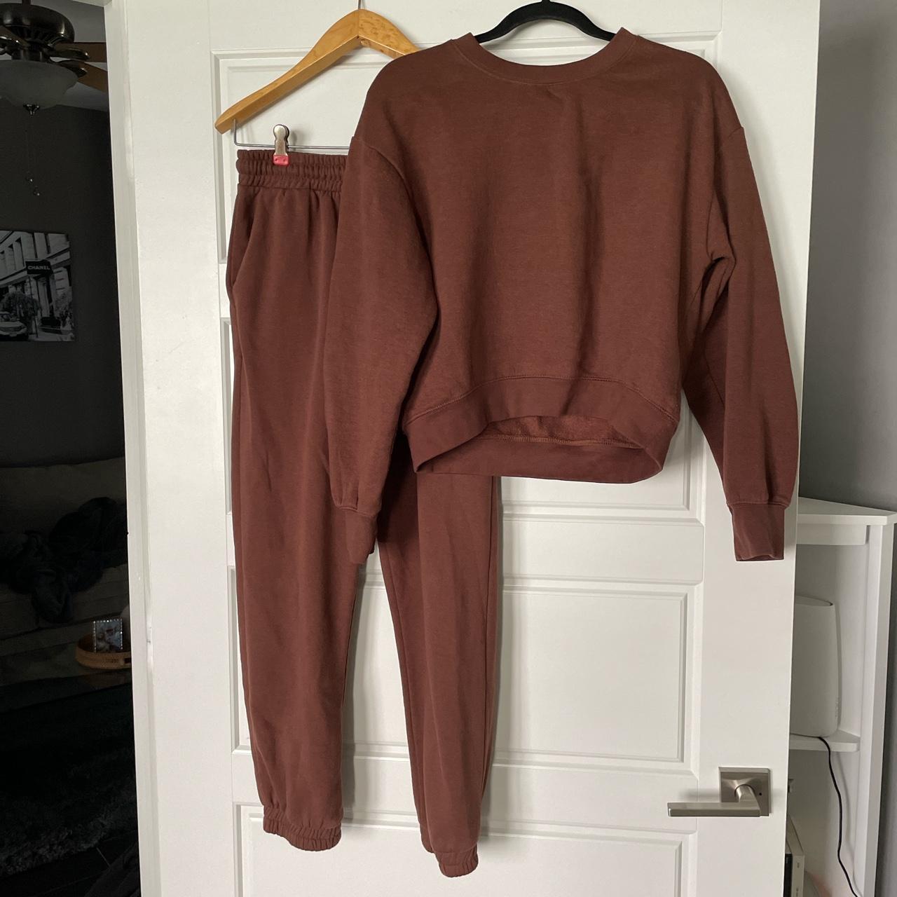 zara brown jogger set