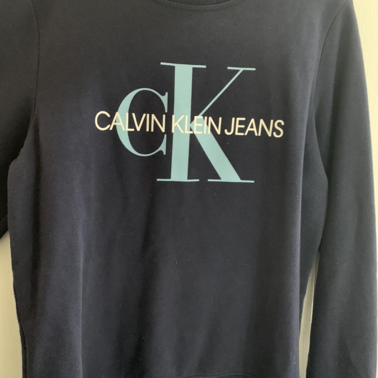 Calvin Klein Women's Blue and Navy Sweatshirt | Depop