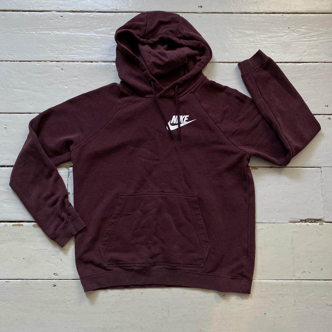 Nike Swoosh Burgundy and White hoodie 🔥 In good... - Depop