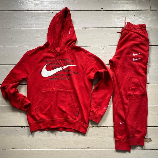 Nike swoosh tracksuit on sale red