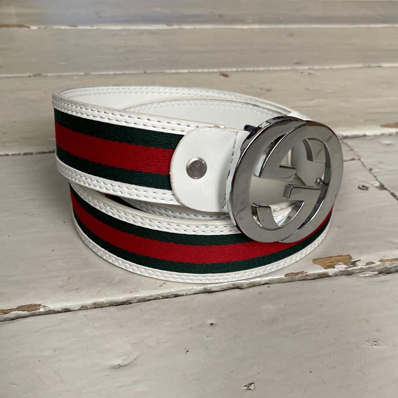 Gucci belt white 2025 and red