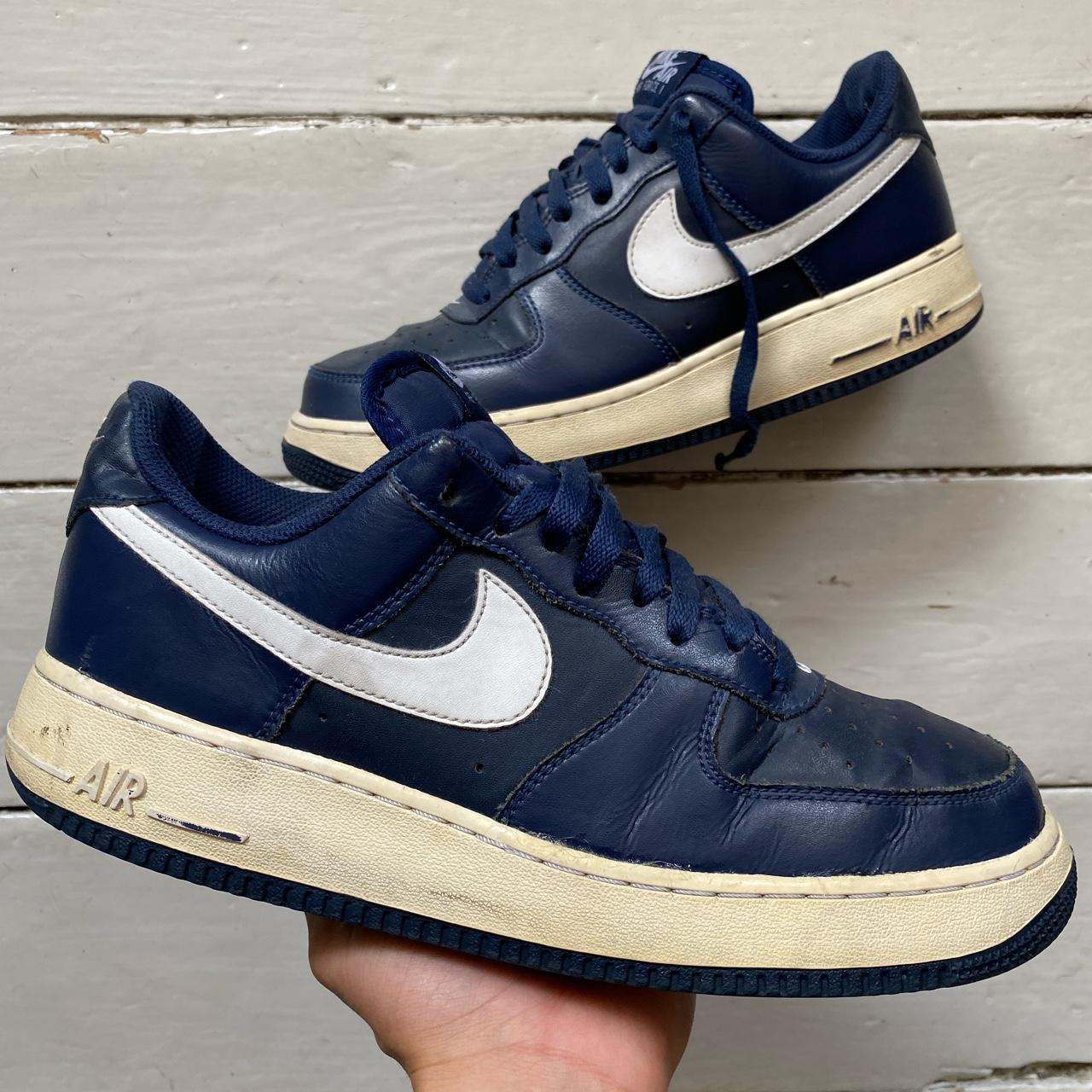 Nike Air Force 1 Navy and White 🥶 In good condition,... - Depop