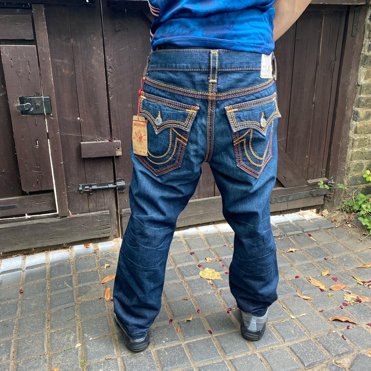 True Religion Ricky Big QT Brown Stitch Jeans 🔥... - Depop