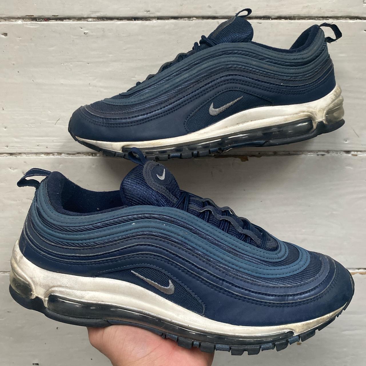 Nike Air Max 97 Navy and White 🌊 In good condition,... - Depop