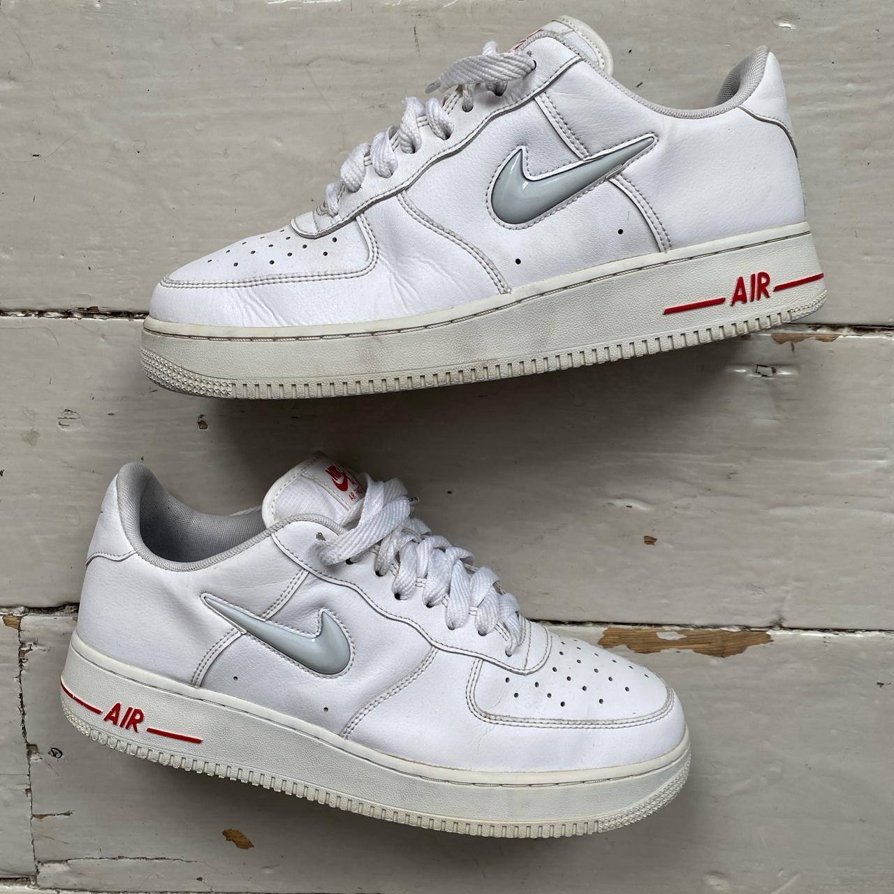 Nike Air Force 1 White Jewel and Red 🔥 In good clean... - Depop