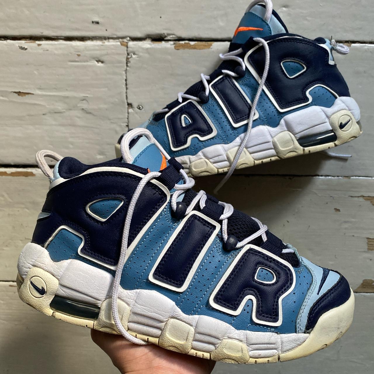 Nike Air More Uptempo Navy Baby Blue and White 💧 In... - Depop