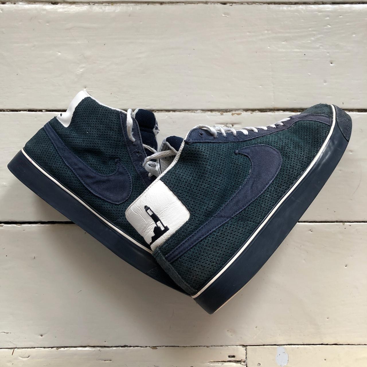 Nike SB Blazer Poets Lighthouse Navy and White Depop